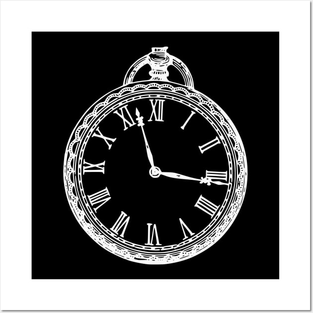 White Vintage Pocket Watch Wall Art by Vintage Boutique